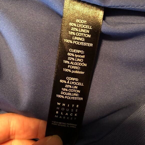 White‎ House black market blue linen blend cropped blazer - Picture 4 of 11